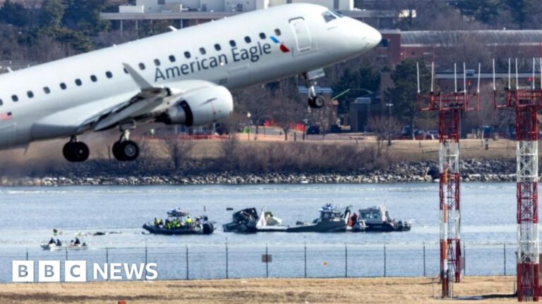 Restoration efforts after a collision with a collision on a passenger jet and helicopter dc