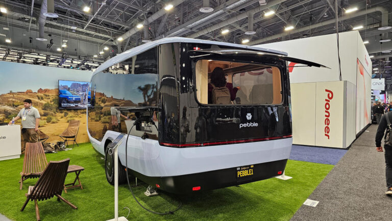 The Pebble Flow EV trailer at CES is getting some changes ahead of its spring shipping date