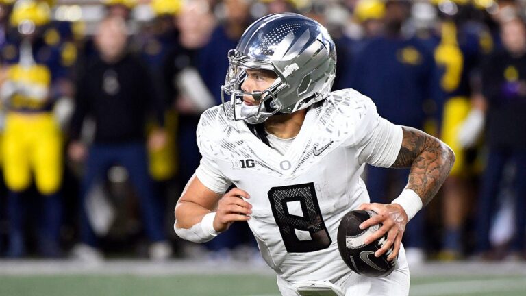 Oregon quarterback Dillon Gabriel suggests all football games should be played without inclement weather