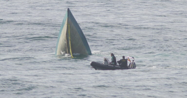 A suspected “narco-sub” broke up while being towed by a fishing boat off the coast of Spain