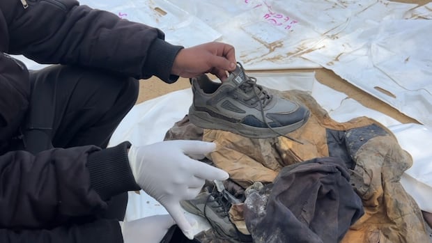 He identified his nephew’s remains from his shoe as a search is underway to recover the bodies in Gaza