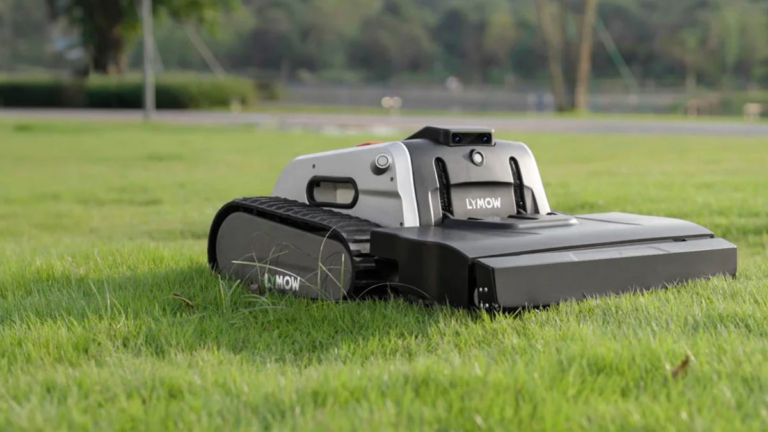 This robotic lawnmower unveiled at CES moves like a tank and has mulching blades