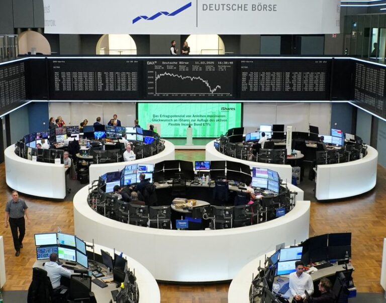 European shares rise ahead of business activity surveys