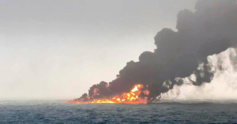 Cargo ship crash detail sent by crew member who says “blue outside” tanker on the ship