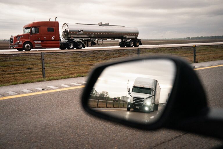Semi-Camions without a driver come soon on a highway in Texas