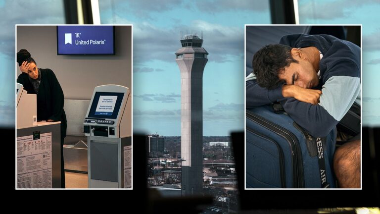 Passengers at Newark Airport experiencing delays due to staffing, weather
